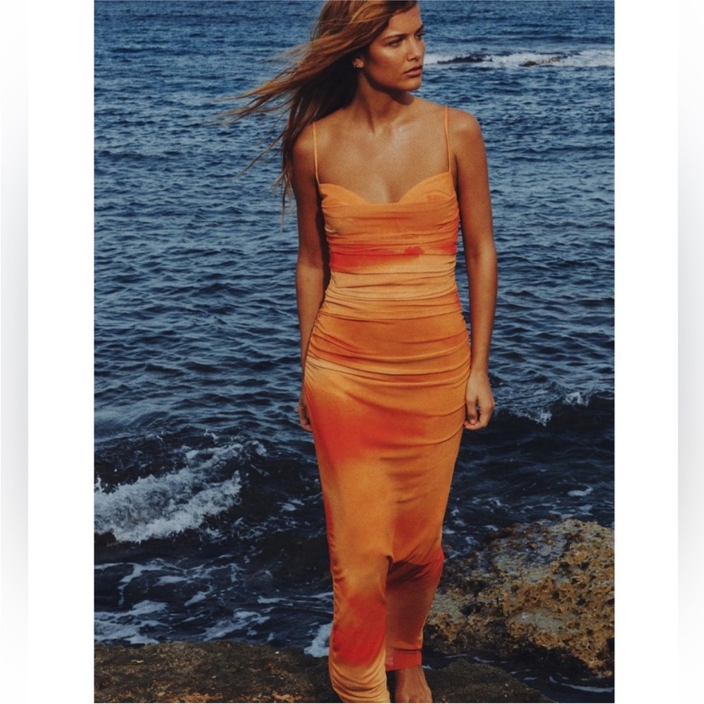 Zara Orange Midi Dress